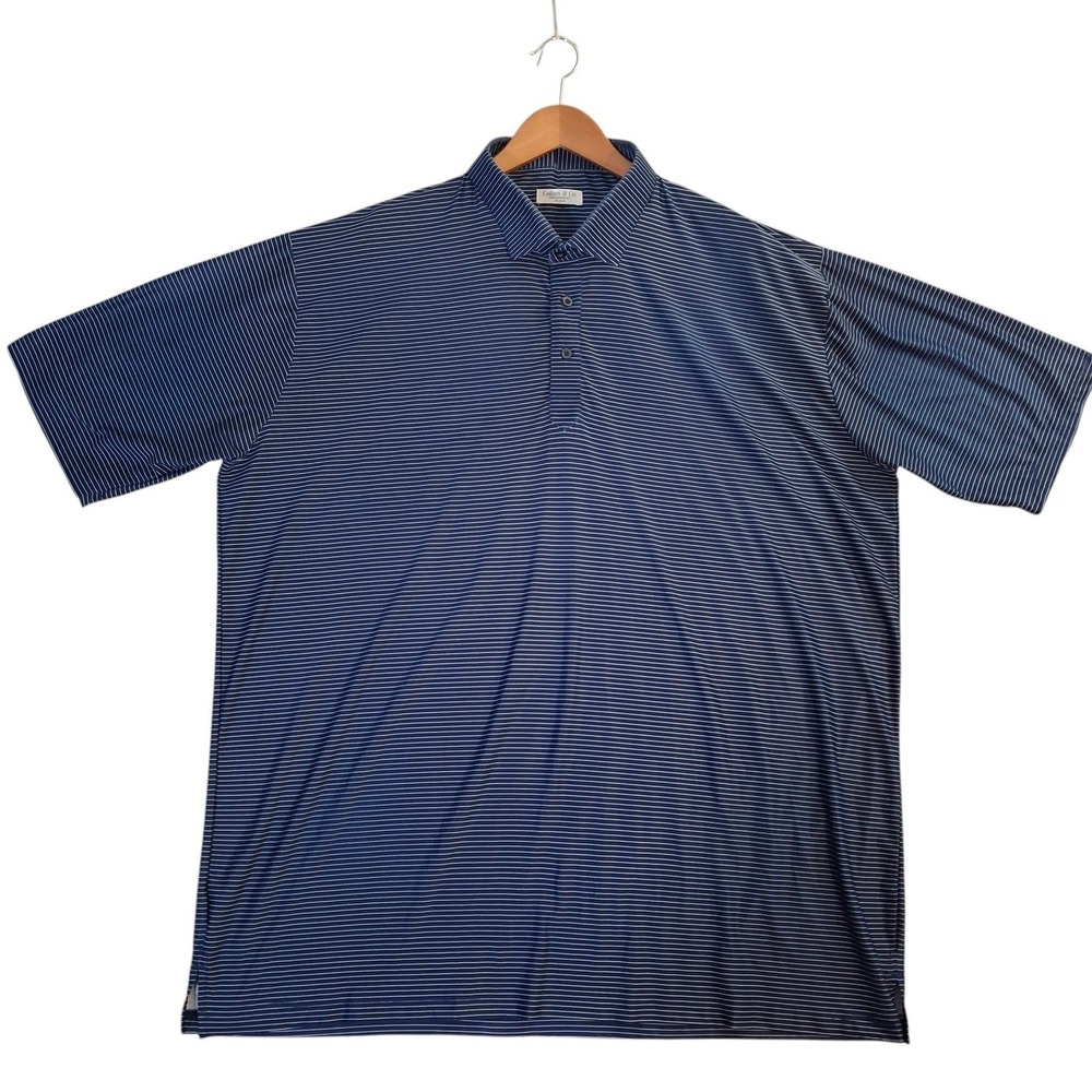 Collars & Co Featherweight Dress Collar Polo‎ Mens 3XL Navy Blue Striped Shirt